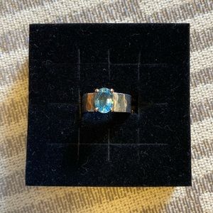 JAMES AVERY Sterling Silver w/Blue Topaz Stone and Gold Setting Size 4.5